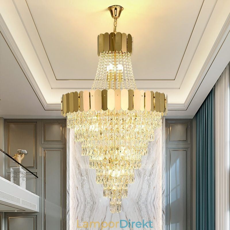Europeisk Kristallhängande Lampa Konisk Hängande Lampa