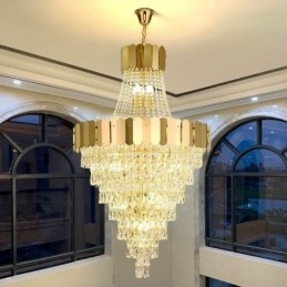 Europeisk Kristallhängande Lampa Konisk Hängande Lampa
