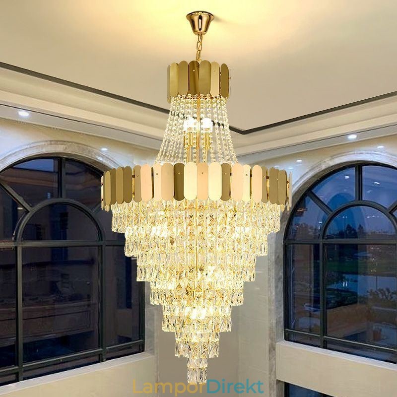 Europeisk Kristallhängande Lampa Konisk Hängande Lampa