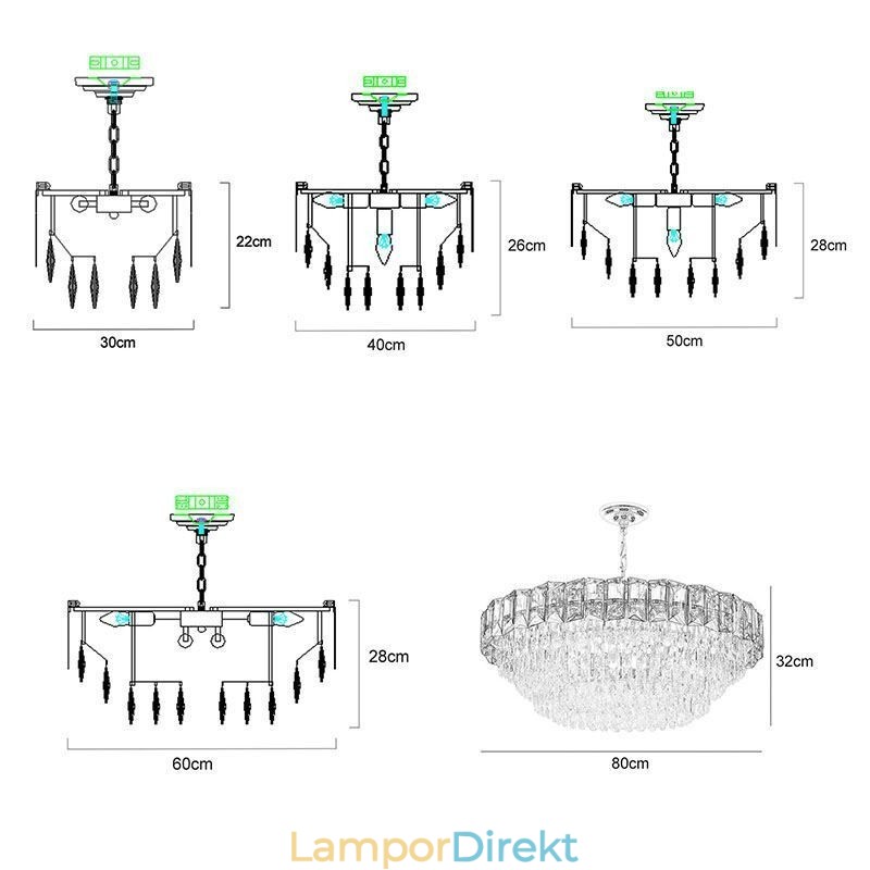 Kristall Taklampa Samtida Taklampor