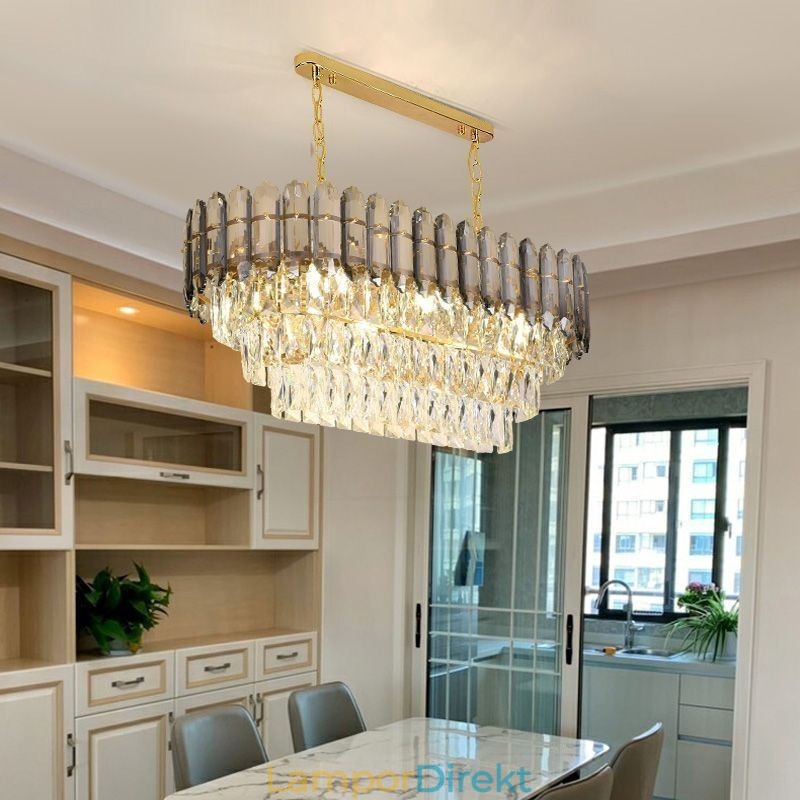 Modern Kristall Taklampa Lyxig Oval Taklampa