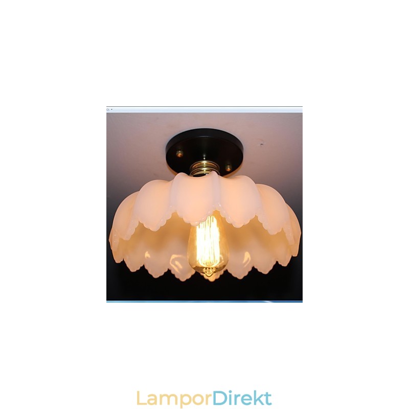 Imitation Jade Glass Retro 1 Head Lotus Taklampa