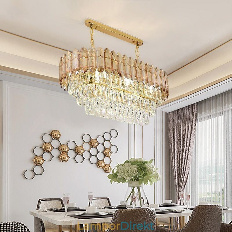 Modern Kristall Taklampa Lyxig Oval Taklampa