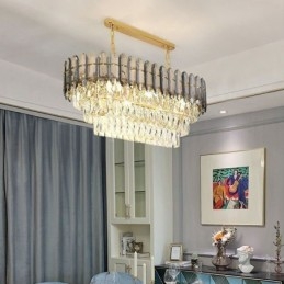 Modern Kristall Taklampa Lyxig Oval Taklampa