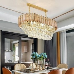 Modern Kristall Taklampa Lyxig Oval Taklampa