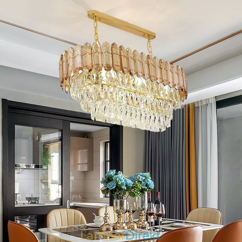 Modern Kristall Taklampa Lyxig Oval Taklampa