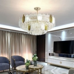 Lyxig Leaf Pendel Light Crystal Taklampa