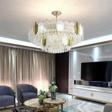 Lyxig Leaf Pendel Light Crystal Taklampa Lyxig Leaf Pendel Light Crystal Taklampa