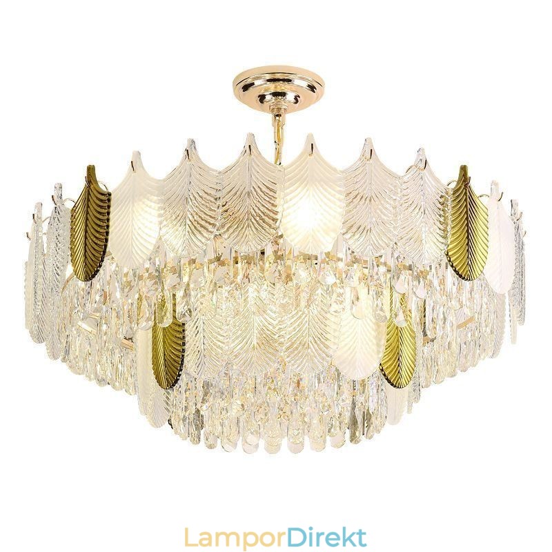 Lyxig Leaf Pendel Light Crystal Taklampa