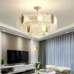 Lyxig Leaf Pendel Light Crystal Taklampa