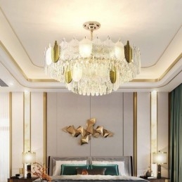 Lyxig Leaf Pendel Light Crystal Taklampa