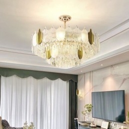 Lyxig Leaf Pendel Light Crystal Taklampa