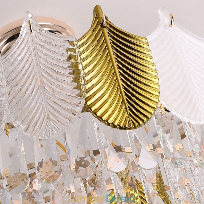 Lyxig Leaf Pendel Light Crystal Taklampa