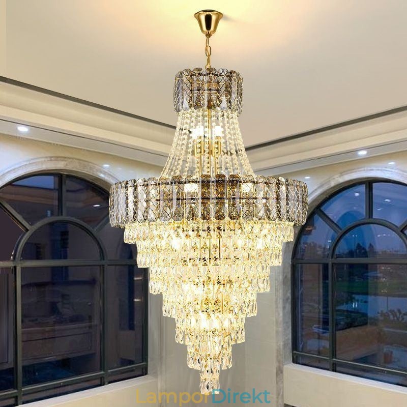 Modern Elegant Crystal Pendel Light Konisk Taklampa