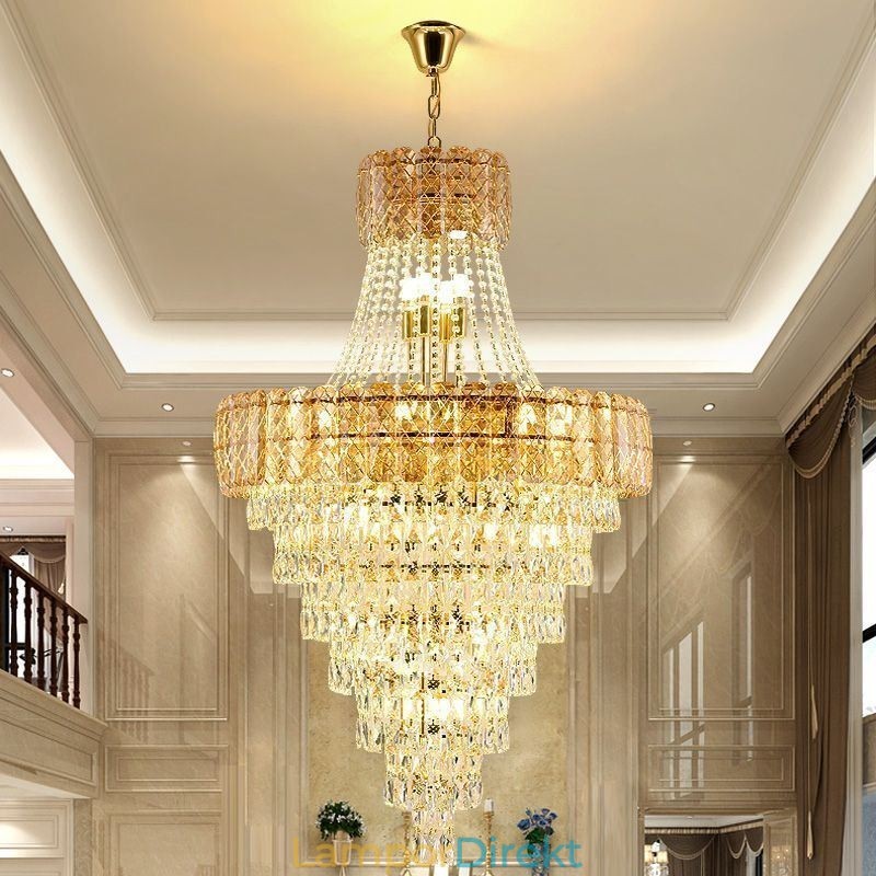 Modern Elegant Crystal Pendel Light Konisk Taklampa