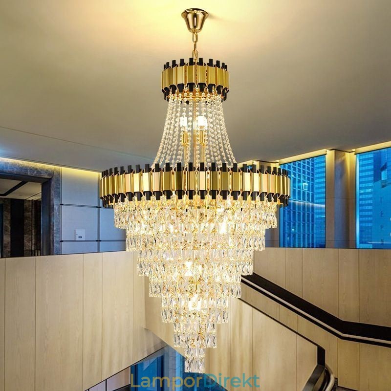 Lyxig Guld Taklampa Crystal Taklampa
