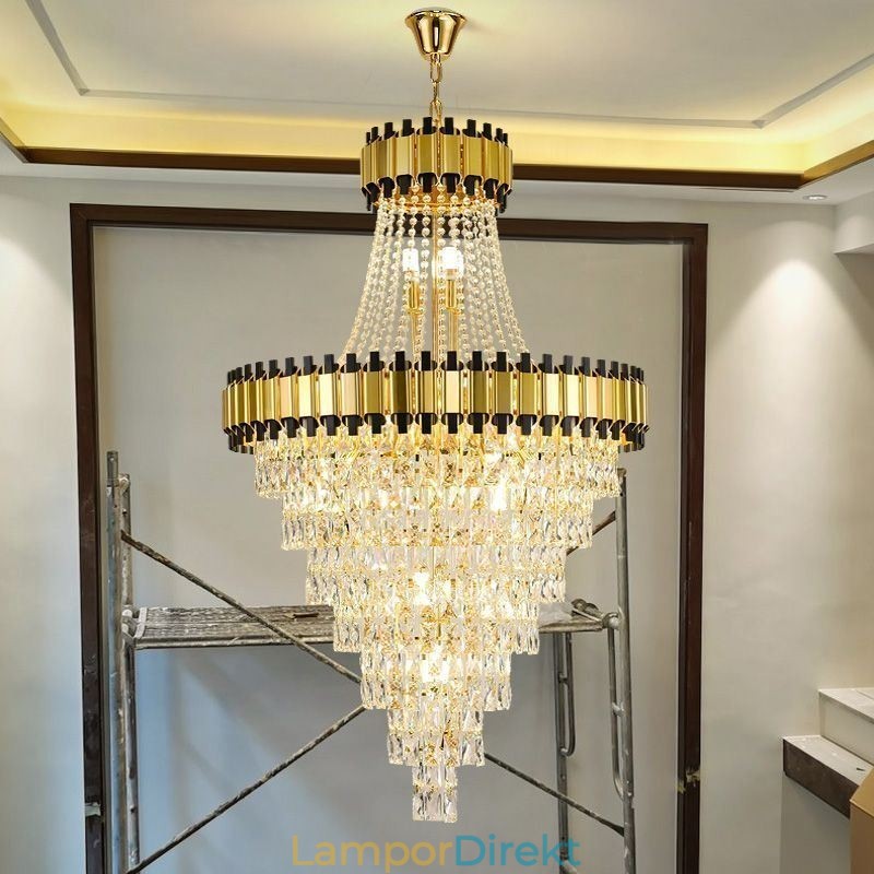 Lyxig Guld Taklampa Crystal Taklampa