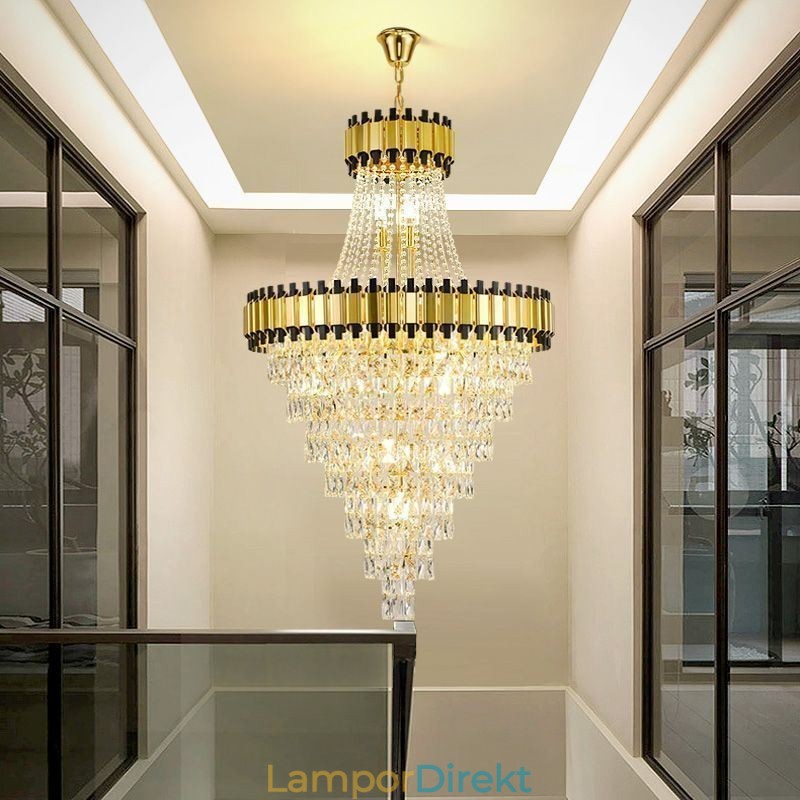 Lyxig Guld Taklampa Crystal Taklampa
