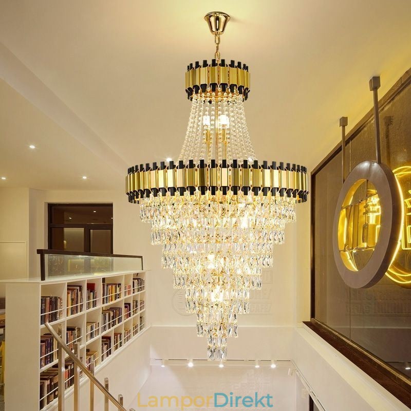 Lyxig Guld Taklampa Crystal Taklampa