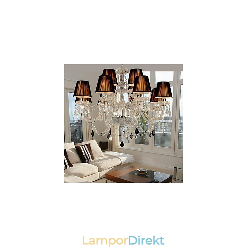 Elegant Kristallkrona Med 12 Lampor
