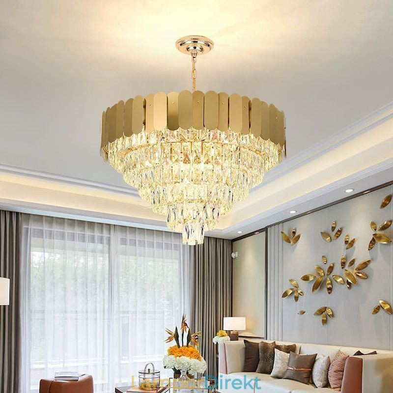 Modern Elegant Crystal Pendel Light Konisk Taklampa