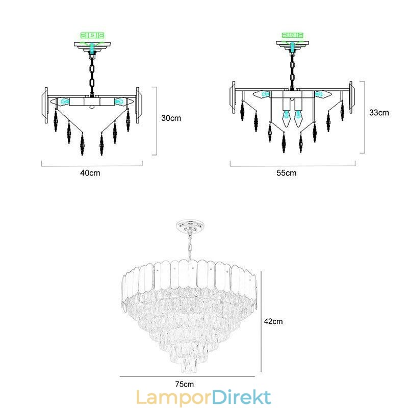 Modern Elegant Crystal Pendel Light Konisk Taklampa