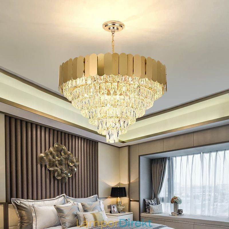 Modern Elegant Crystal Pendel Light Konisk Taklampa