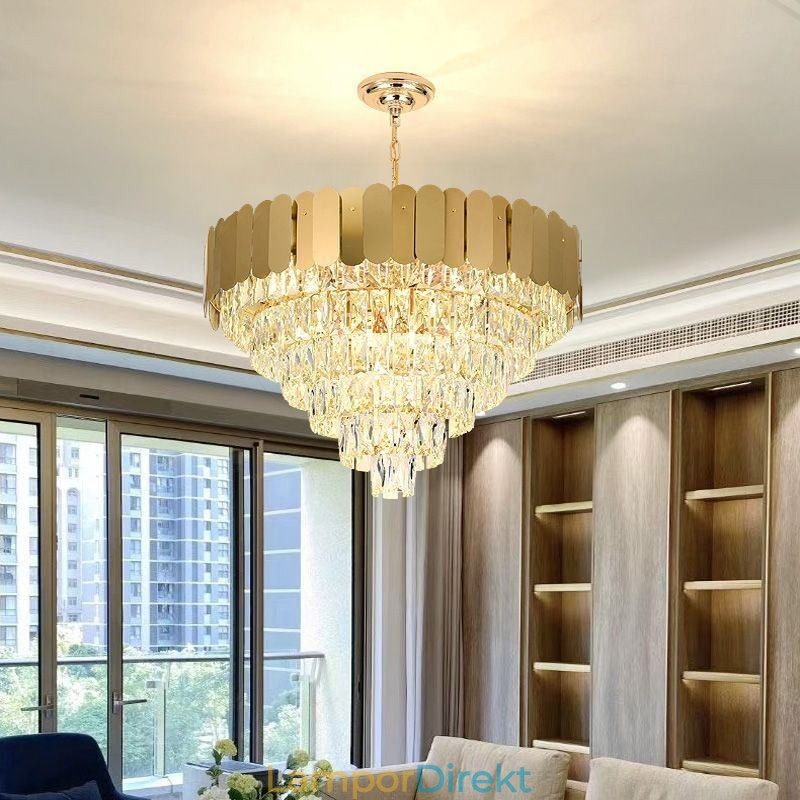 Modern Elegant Crystal Pendel Light Konisk Taklampa
