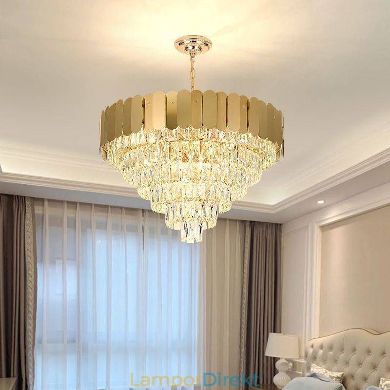 Modern Elegant Crystal Pendel Light Konisk Taklampa