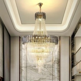 Europeisk Elegant Pendellampa I Kristall Konisk Taklampa