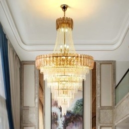 Europeisk Elegant Pendellampa I Kristall Konisk Taklampa