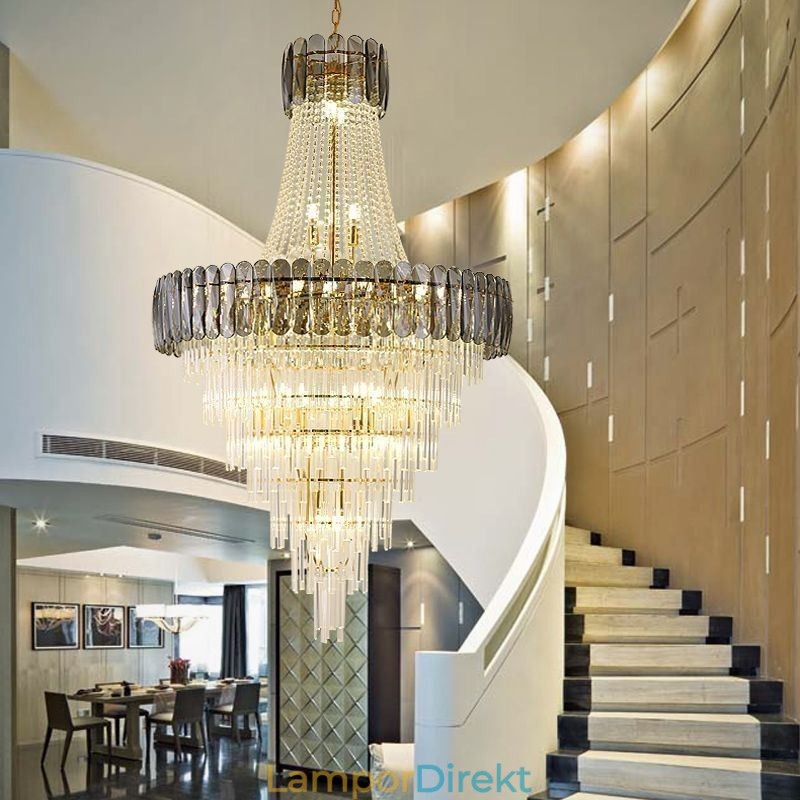 Europeisk Elegant Pendellampa I Kristall Konisk Taklampa