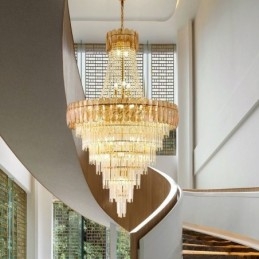 Europeisk Elegant Pendellampa I Kristall Konisk Taklampa