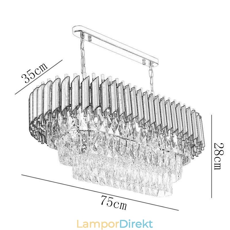 Kristall Taklampa Oval Taklampa