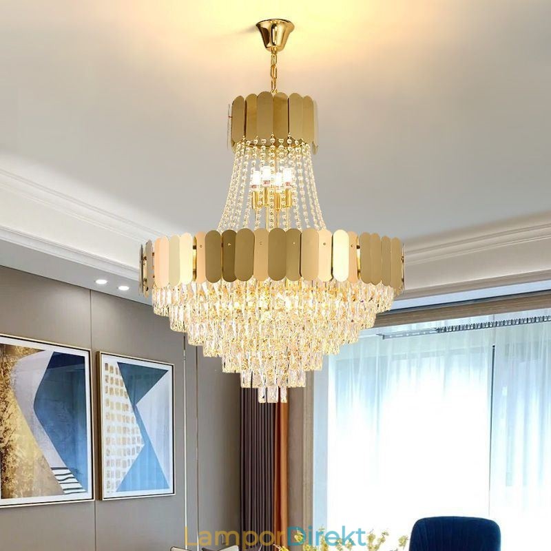 Modern Kristallguld K9 Hängande Taklampa