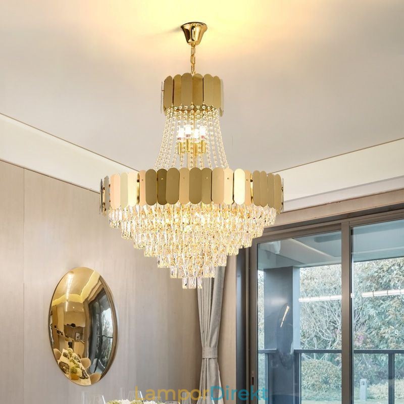 Modern Kristallguld K9 Hängande Taklampa