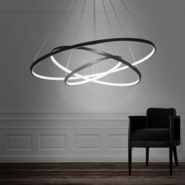 Modern Taklampa Aluminium Svart 3-Ring Hänglampa