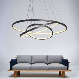 Modern Taklampa Aluminium Svart 3-Ring Hänglampa