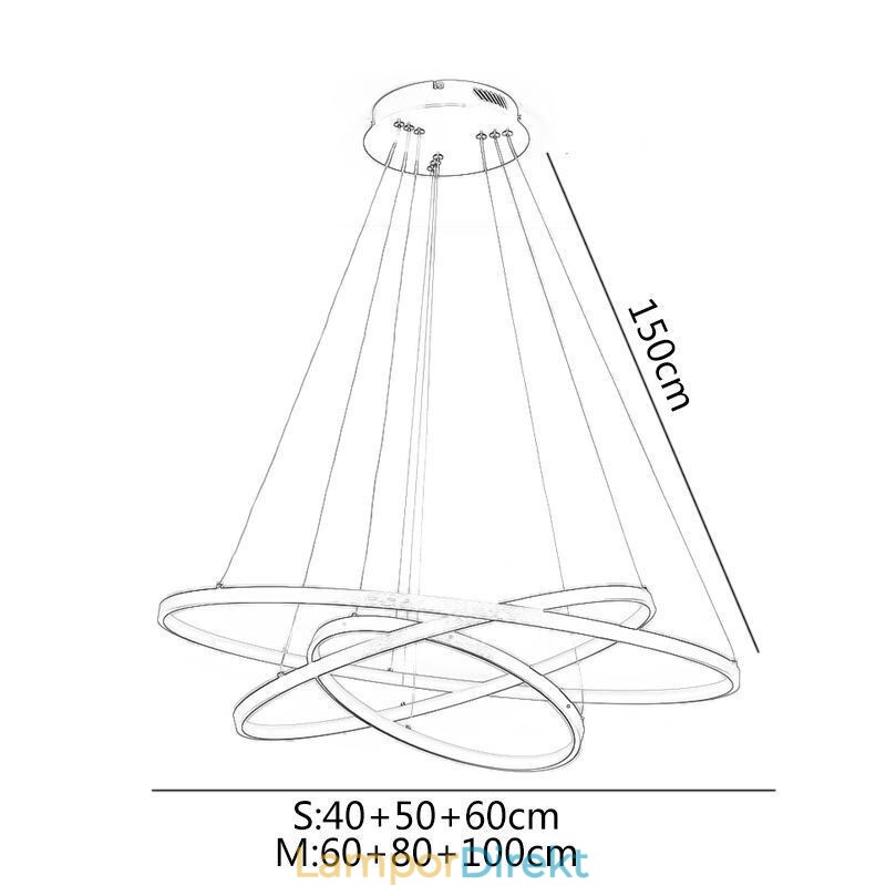 Modern Taklampa Aluminium Svart 3-Ring Hänglampa