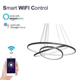 Modern Taklampa Aluminium Svart 3-Ring Hänglampa