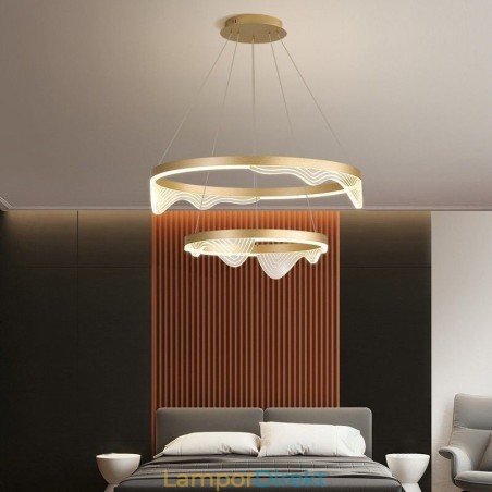 Golden Wave Ripple Pendellampa Taklampa 2 Light Golden Wave Ripple Pendellampa Taklampa 2 Light