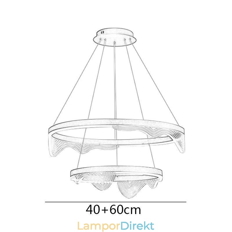 Golden Wave Ripple Pendellampa Taklampa 2 Light