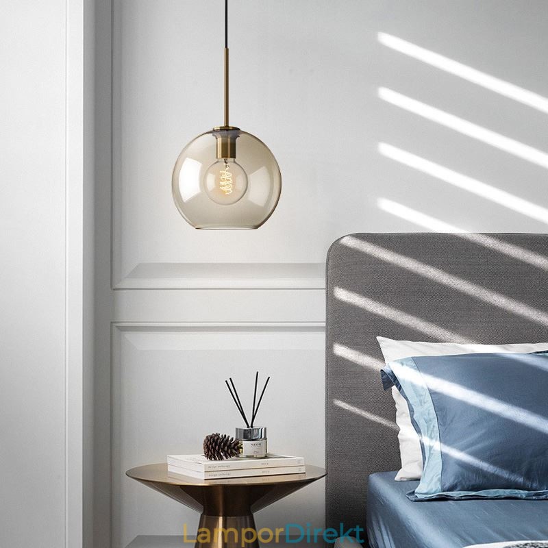 Glas Pendellampa Minimalistisk Cognac Färg Dekorativ Glasarmatur