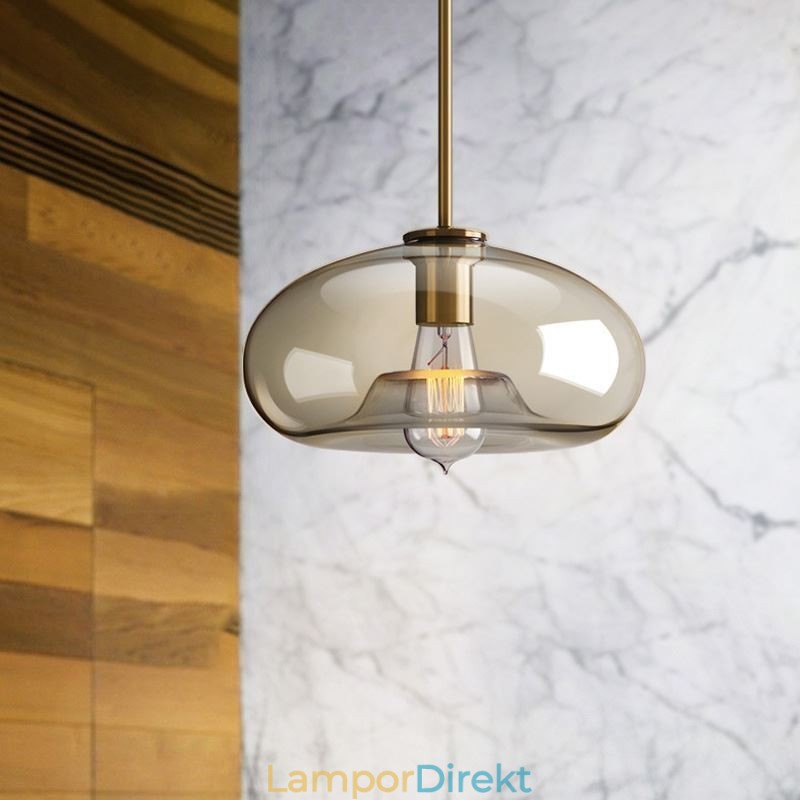 Glas Pendellampa Minimalistisk Cognac Färg Dekorativ Glasarmatur