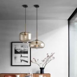 Glas Pendellampa Minimalistisk Cognac Färg Dekorativ Glasarmatur