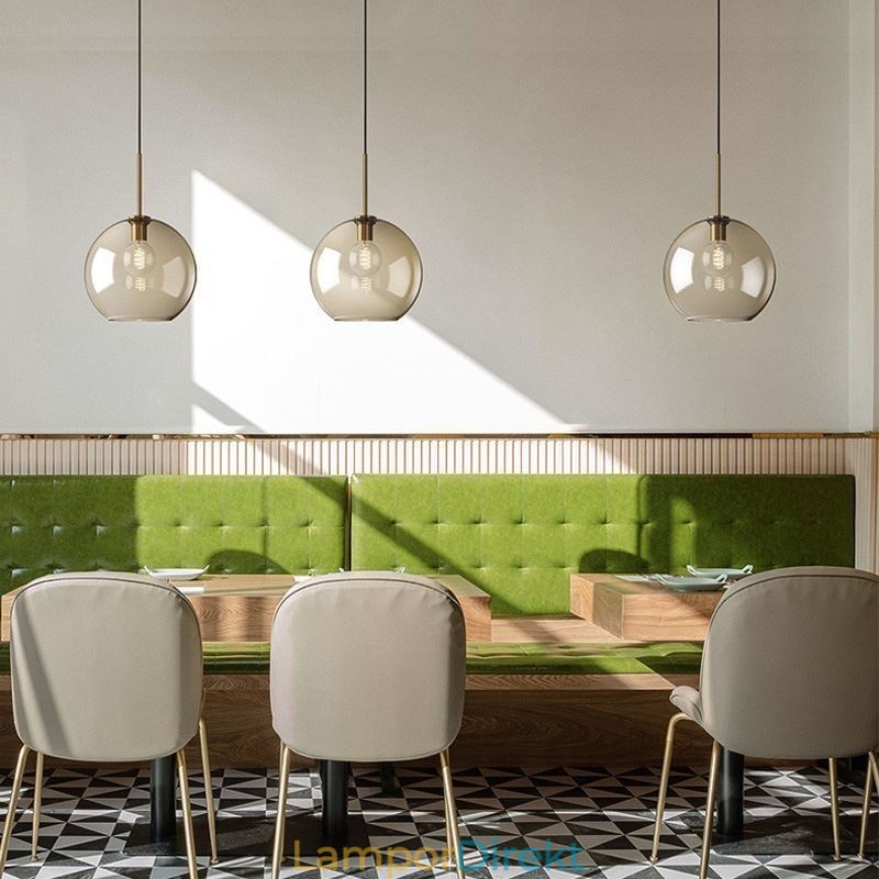 Glas Pendellampa Minimalistisk Cognac Färg Dekorativ Glasarmatur