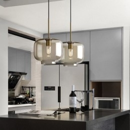 Glas Pendellampa Minimalistisk Cognac Färg Dekorativ Glasarmatur