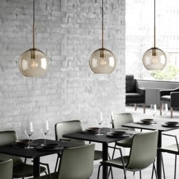 Glas Pendellampa Minimalistisk Cognac Färg Dekorativ Glasarmatur