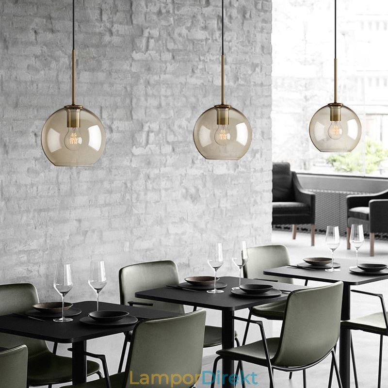 Glas Pendellampa Minimalistisk Cognac Färg Dekorativ Glasarmatur