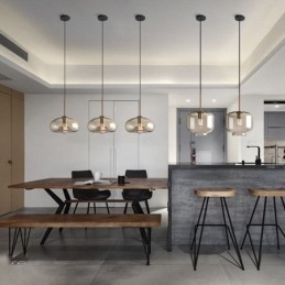 Glas Pendellampa Minimalistisk Cognac Färg Dekorativ Glasarmatur